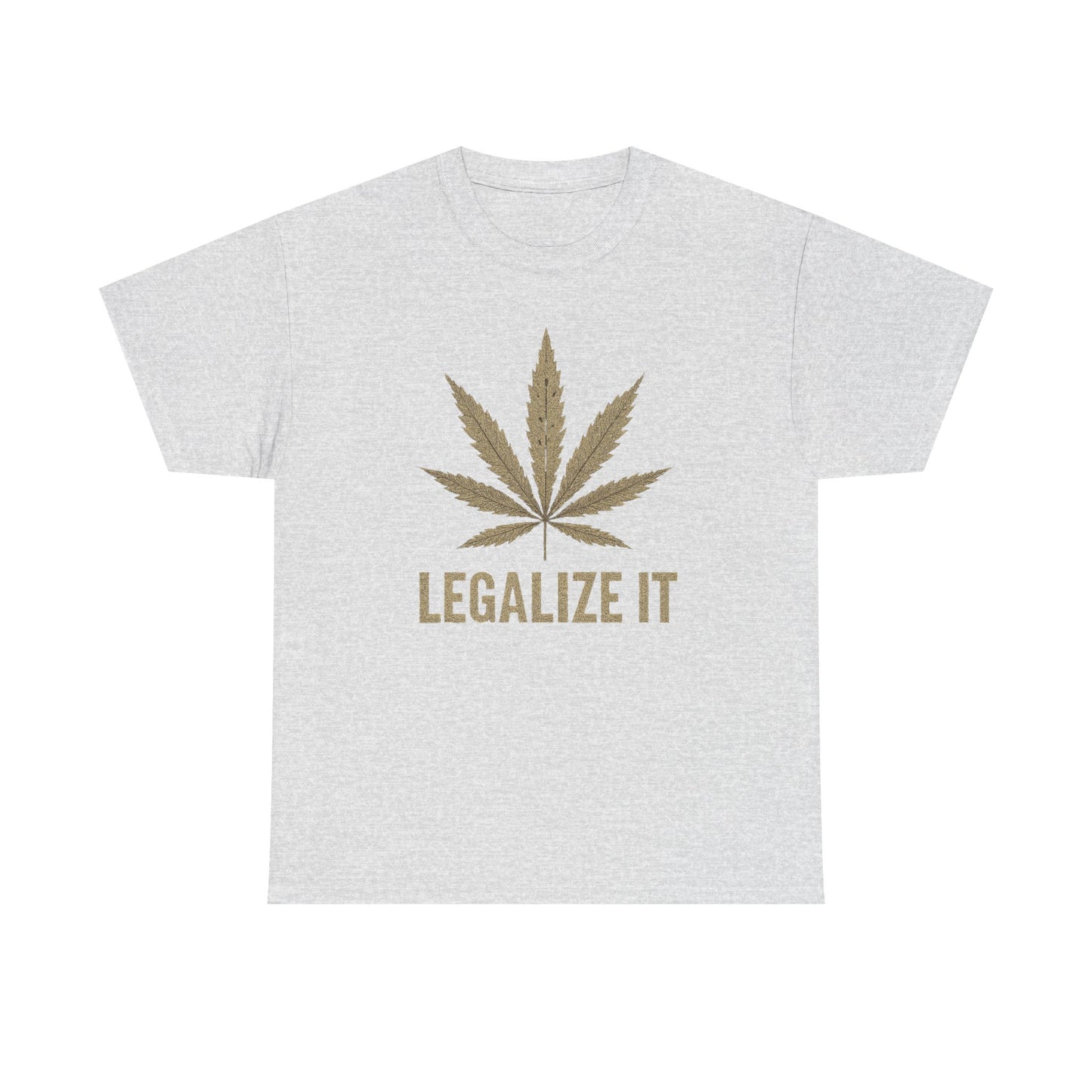 Gold Weed Leaf Graphic T Shirt Unisex Heavy Cotton Tee Gift