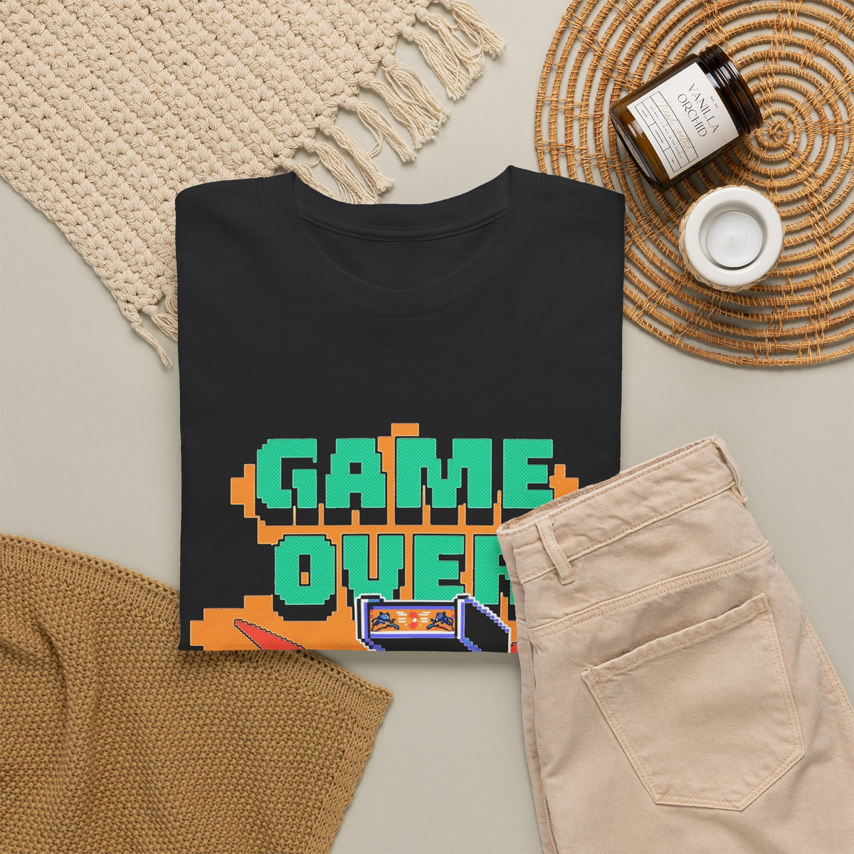 Arcade Gaming Graphic T Shirt Men's Game Over Heavy Cotton Tee