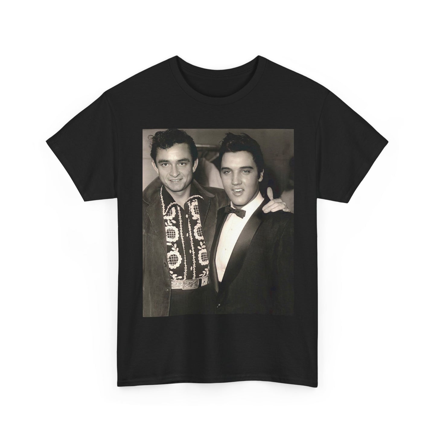 Elvis And Johnny cash shirt vintage graphic art black and white Heavy Cotton