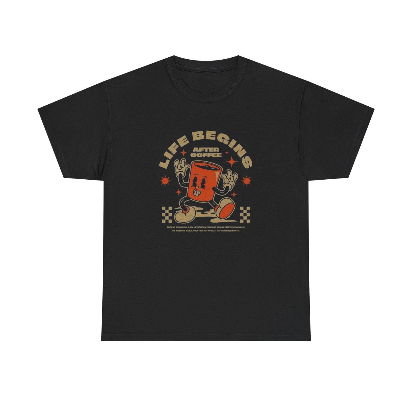 Life Begins After Coffee Graphic T Shirt Unisex Heavy Cotton Tee