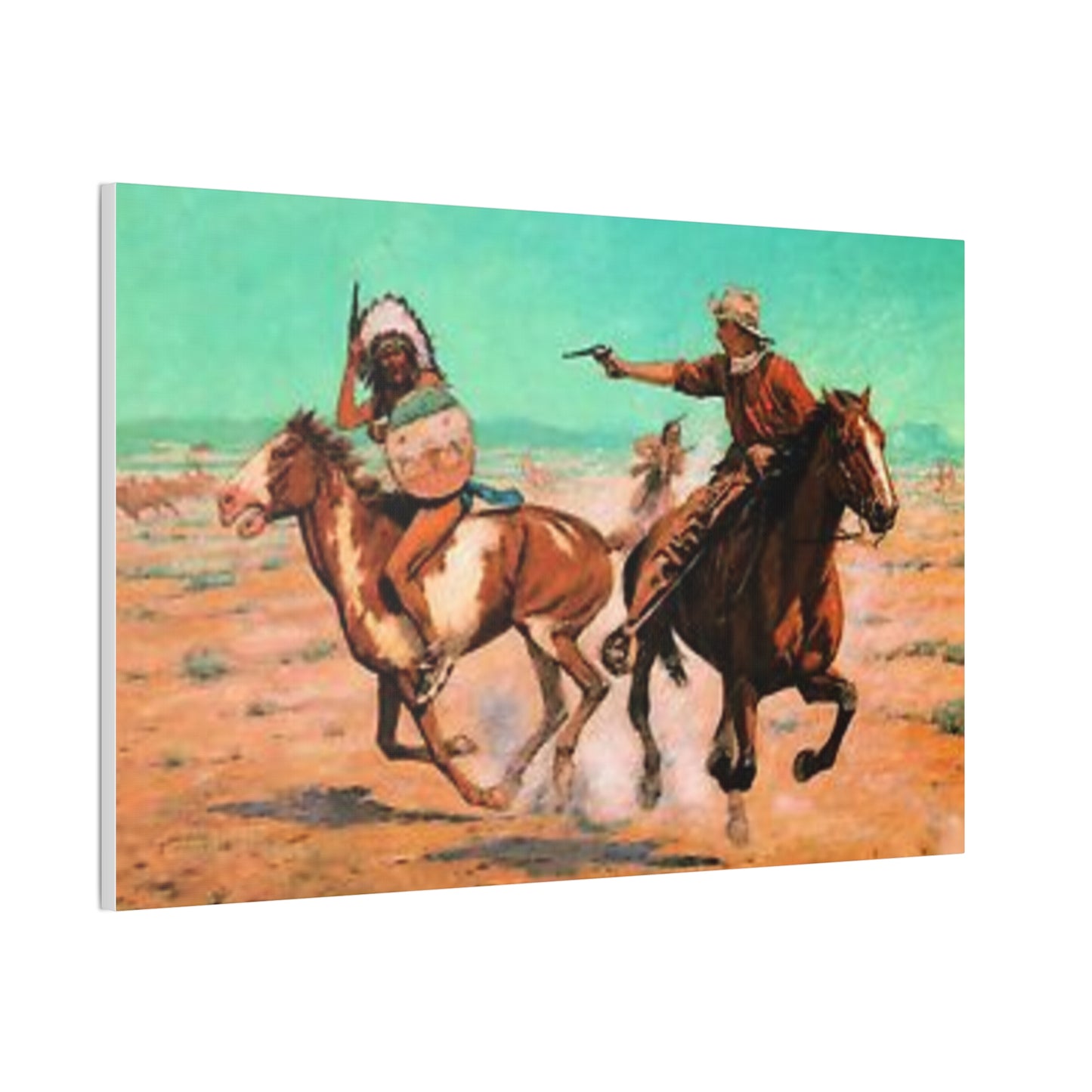 Cowboys And Indians Western AMERICA USA New Print Canvas Stretched, 0.75"