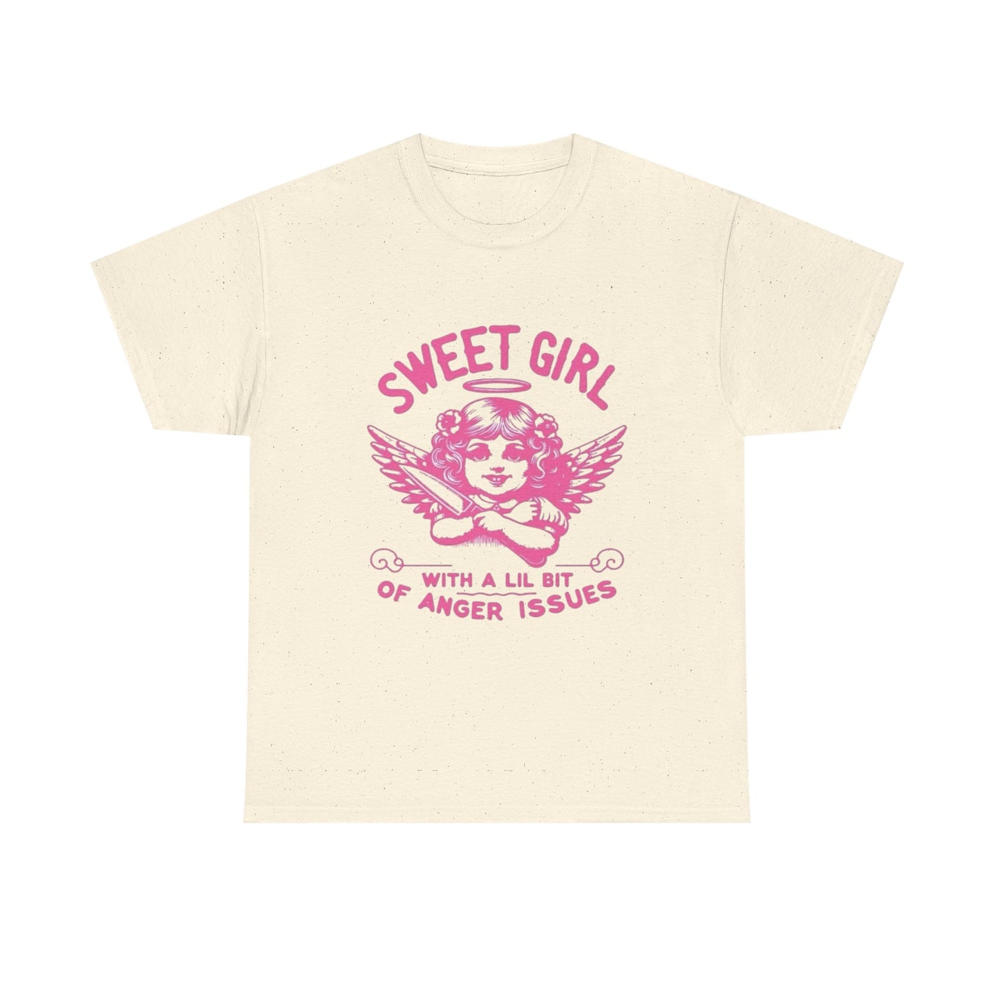 Sweet Girl Anger Issues Funny Graphic T Shirt Unisex Heavy Cotton Tee