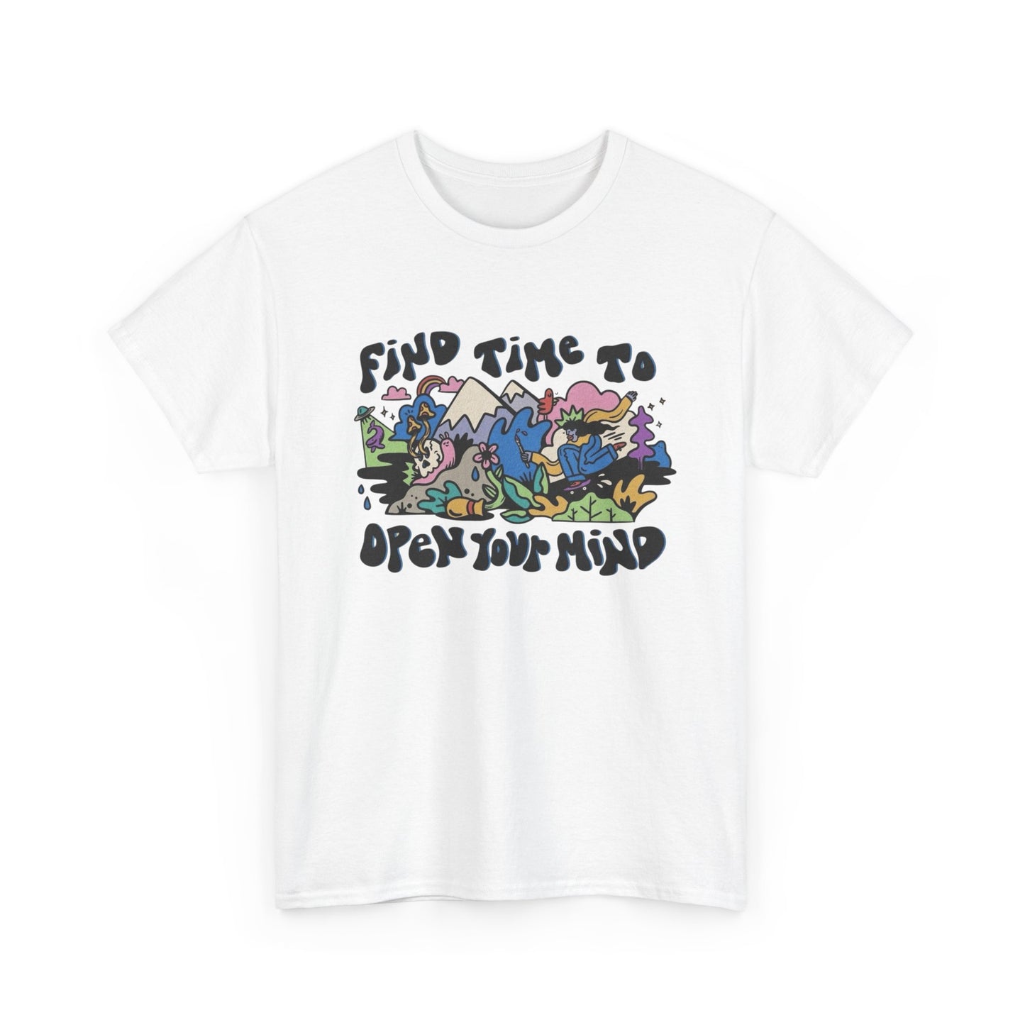 Find Time To Open Your Mind Graphic T Shirt NEW Adult Unisex Heavy Cotton Tee