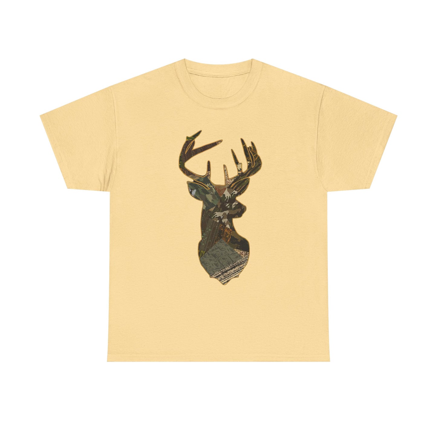 Camo Deer Buck Graphic T Shirt Unisex Heavy Cotton Tee NEW