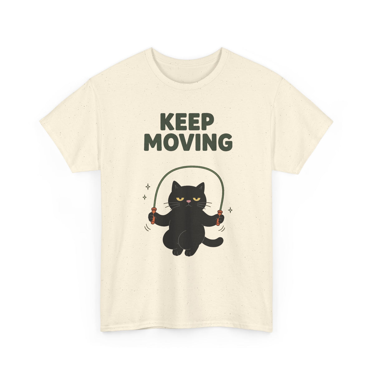 Keep Moving Exercise Funny Cat Graphic T Shirt Men's Heavy Cotton Tee