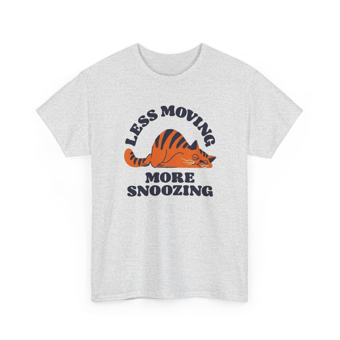 Less Moving More Snoozing Funny Cat Graphic T Shirt Men's Heavy Cotton Tee
