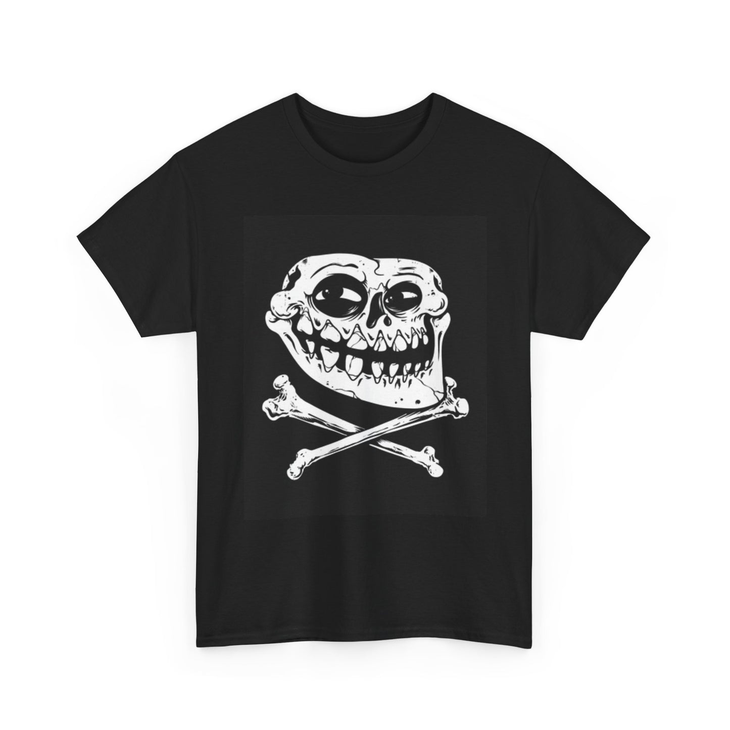 Skull And Bones Creepy Shirt Funny Graphic Smile Unisex Heavy Cotton Tee