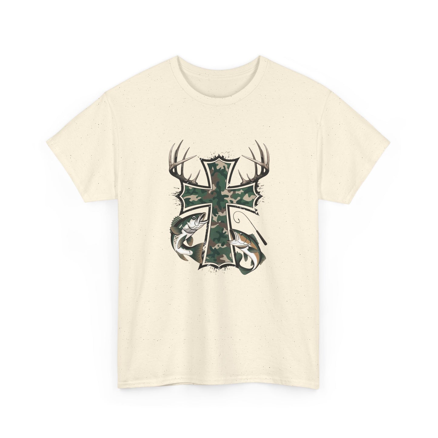 Deer Hunting Cross Graphic T Shirt Unisex Heavy Cotton Tee