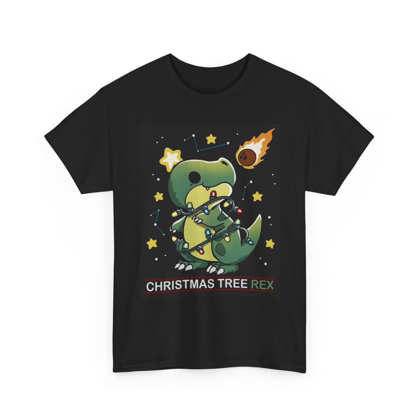 Christmas Tree Rex Graphic T Shirt Unisex Heavy Cotton Tee
