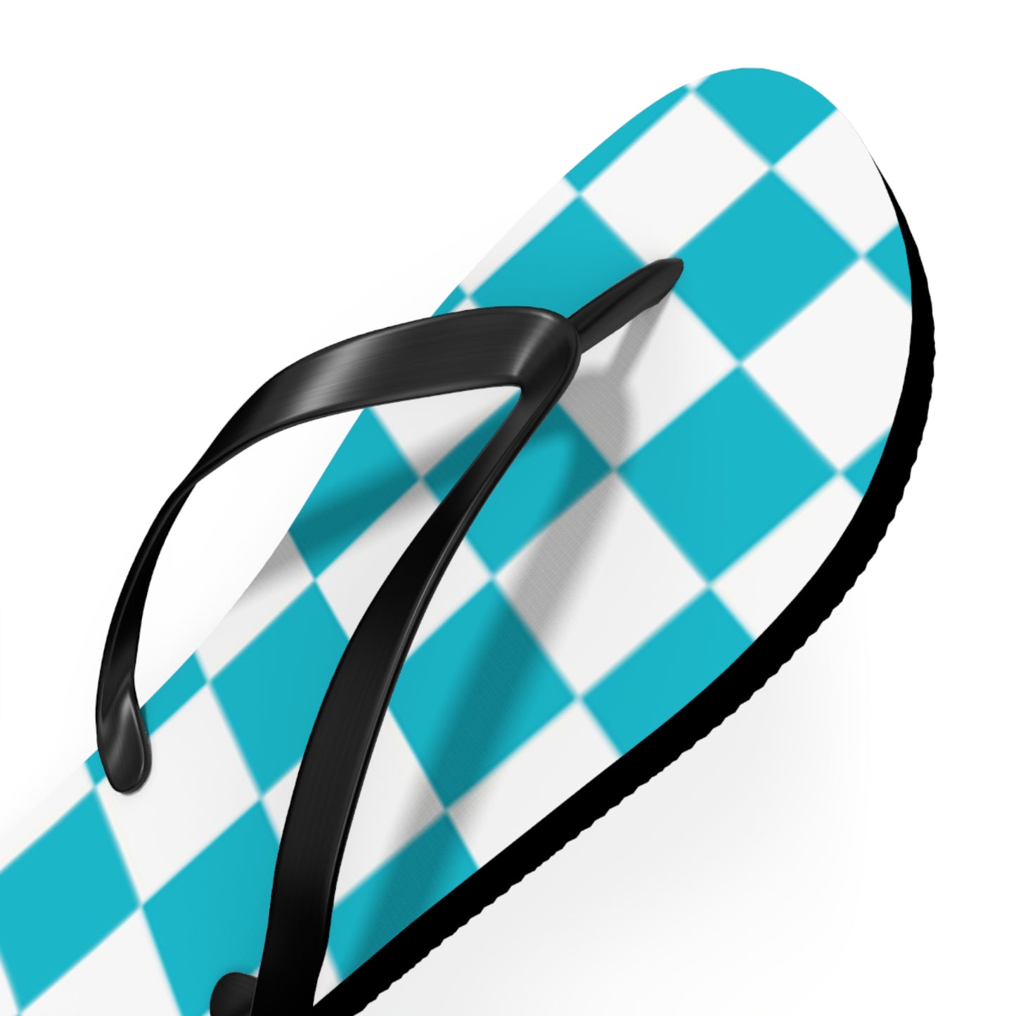 Turquoise Checkered  Sandals, Beach Shoes, Vacation Flip Flops, Pool Slides