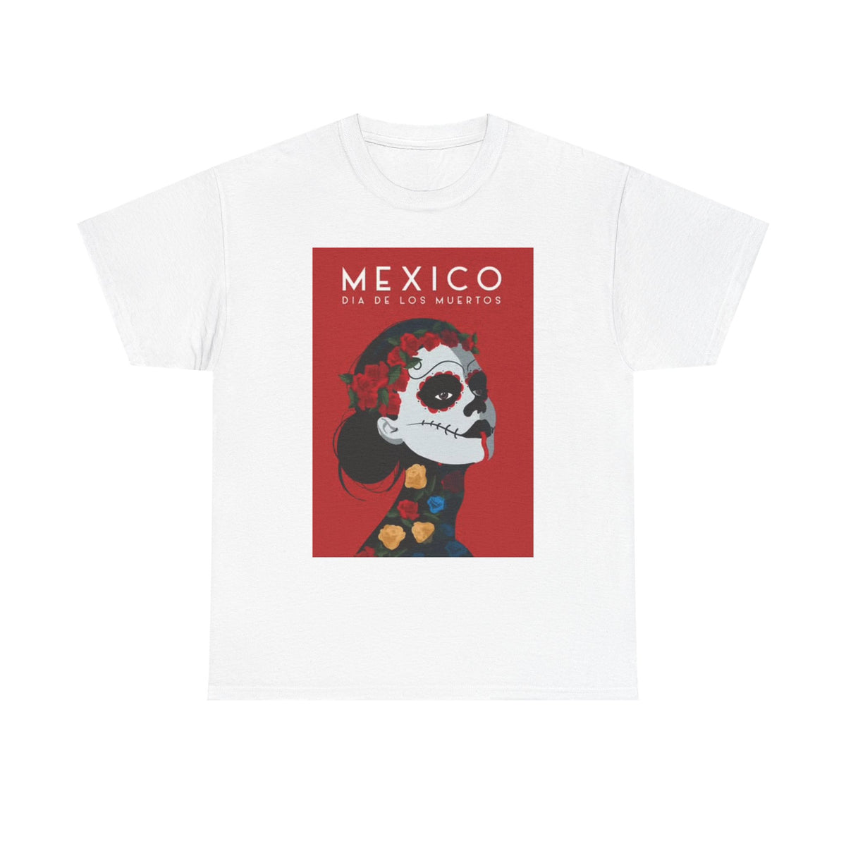Day Of The Dead Graphic T Shirt Retro ART Painting Mexico Vintage Heavy Cotton