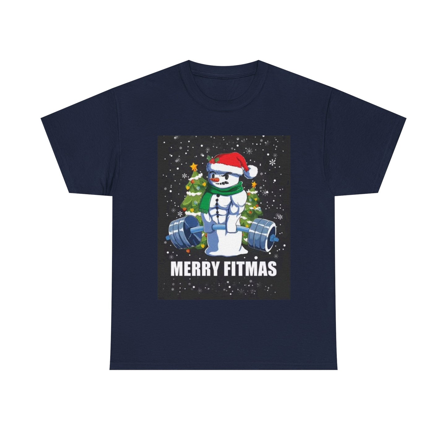 Merry Fitmas Shirt Funny Gym Snowman Christmas Gym Unisex Heavy Cotton Tee