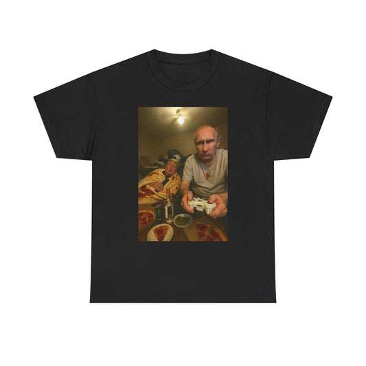 Trump And Putin Sleepover Funny Graphic T Shirt Men's Heavy Cotton Tee