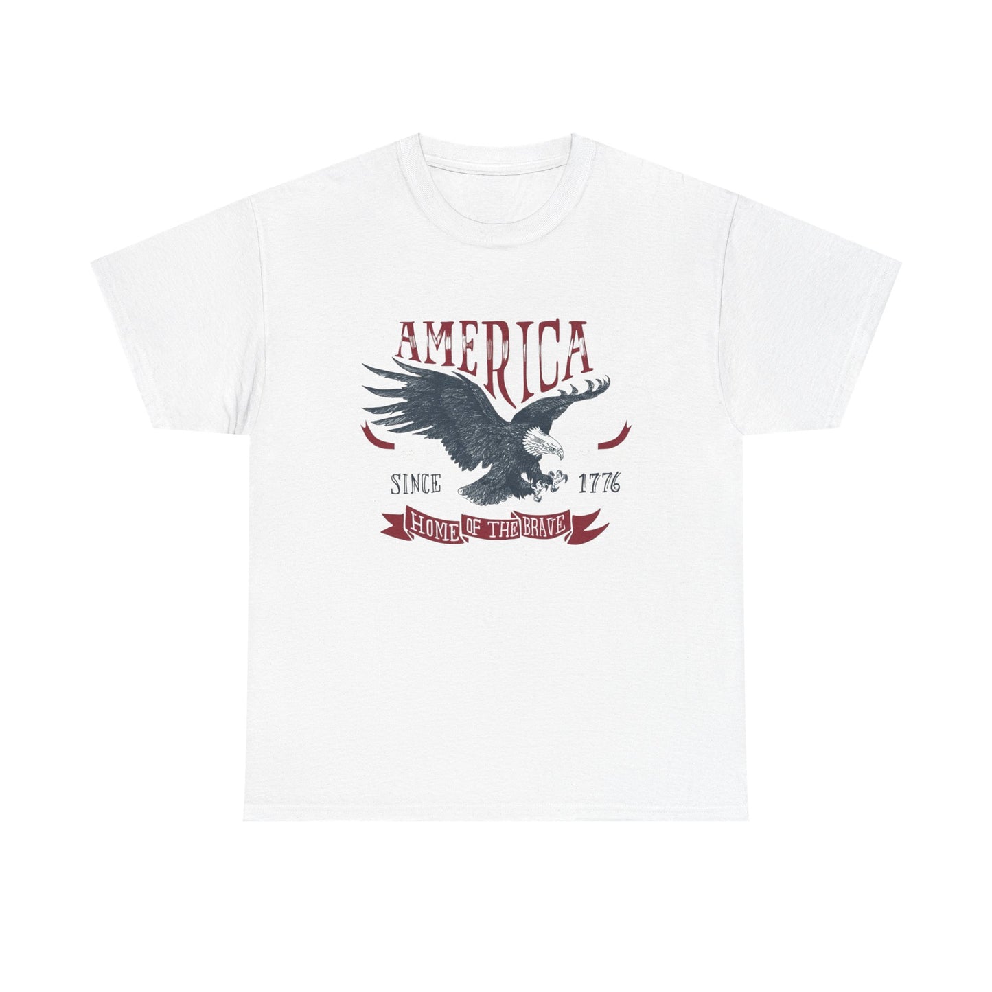 Home Of The Brave USA Retro Graphic T Shirt Men's Heavy Cotton Tee