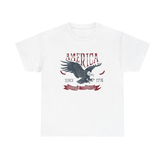 Home Of The Brave USA Retro Graphic T Shirt Men's Heavy Cotton Tee