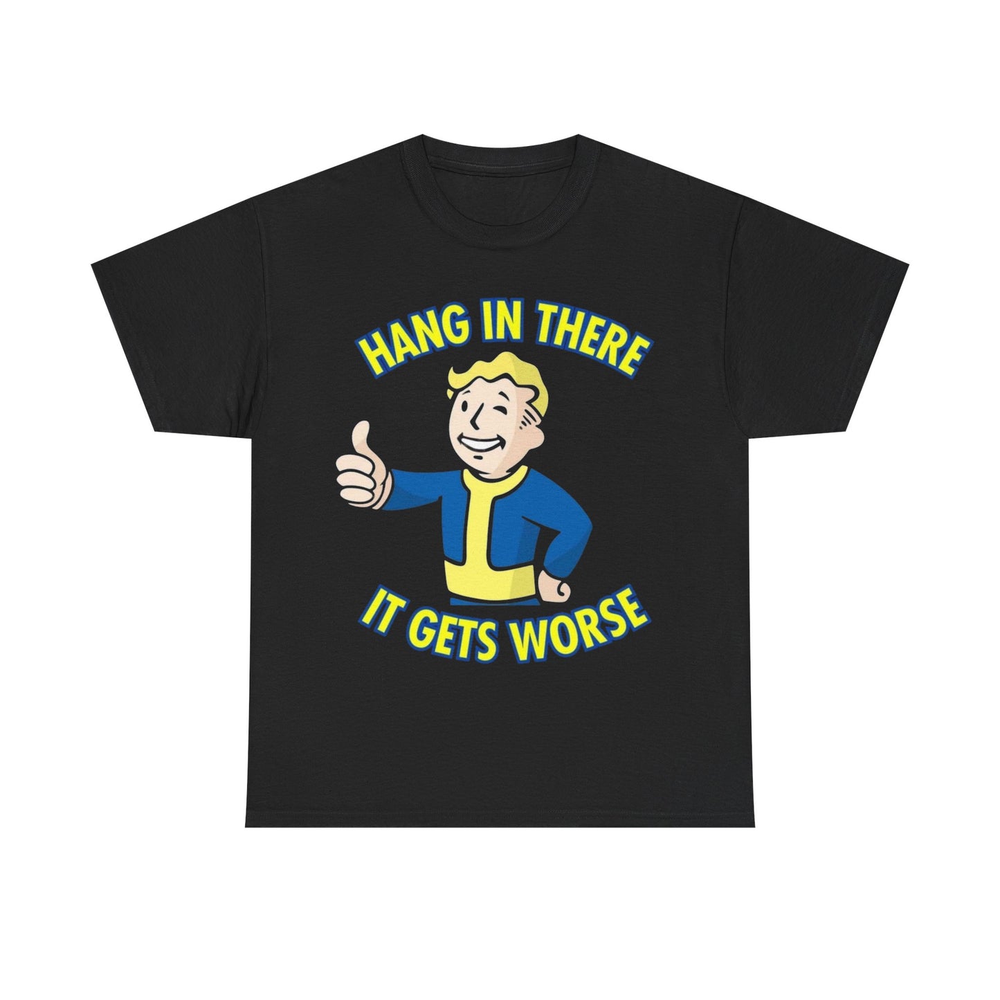 Fallout Graphic T Shirt Hang In There Funny Vintage Game Unisex Heavy Cotton Tee