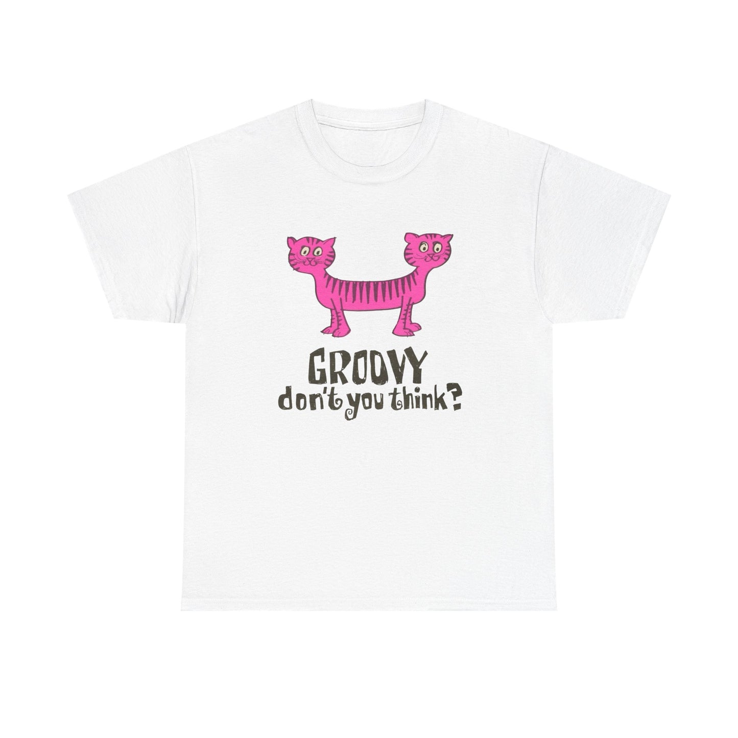 Groovy Cat Graphic T Shirt Unisex Heavy Cotton Tee Gift