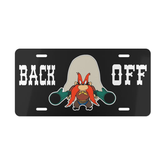 Yosemite Sam Back Off Black License Vanity Plate USA NEW