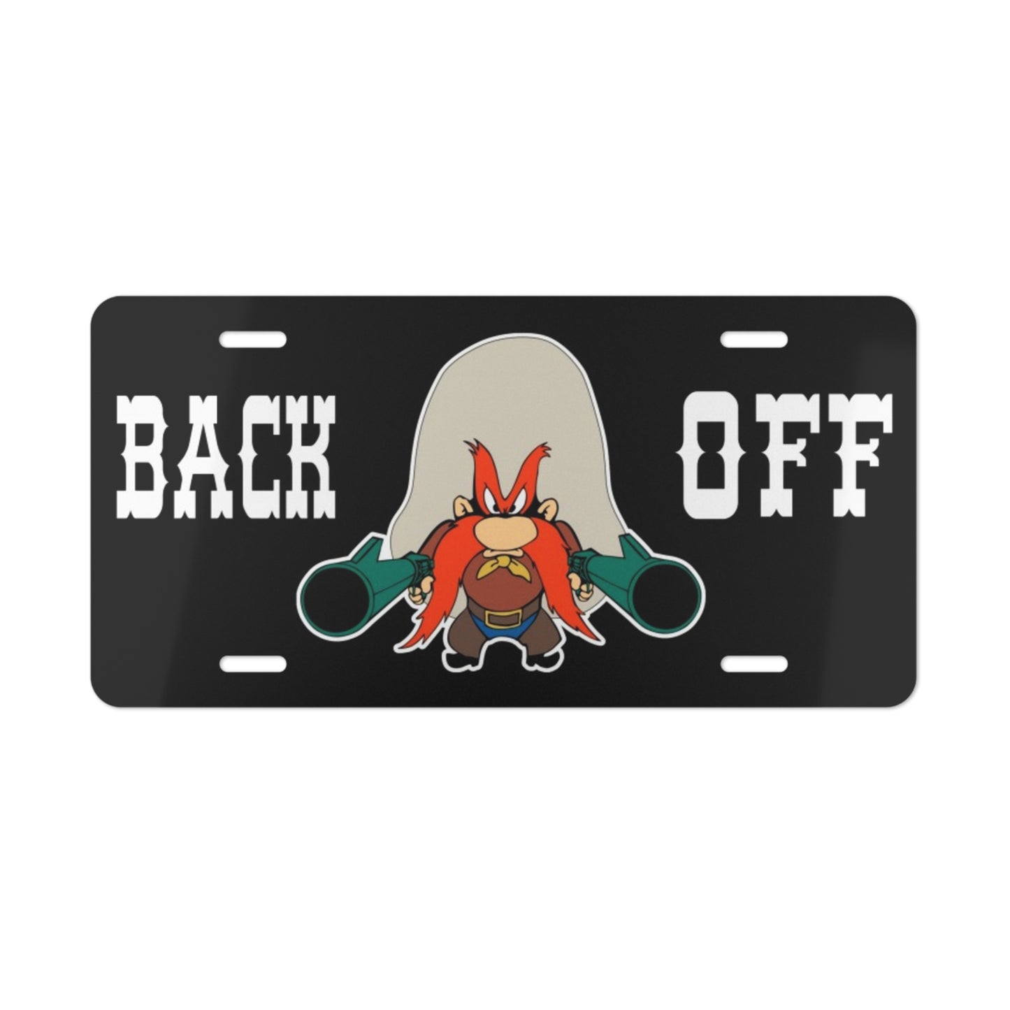 Yosemite Sam Back Off Black License Vanity Plate USA NEW