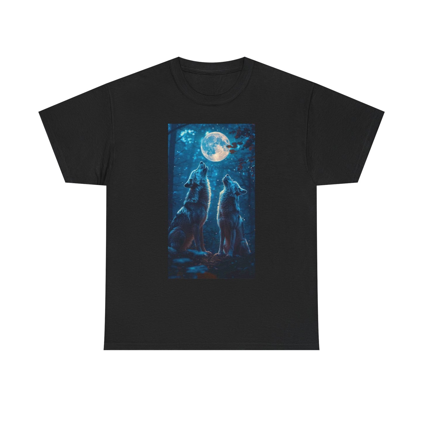 Wolves Howling At The Moon T Shirt Vintage Unisex Heavy Cotton Tee