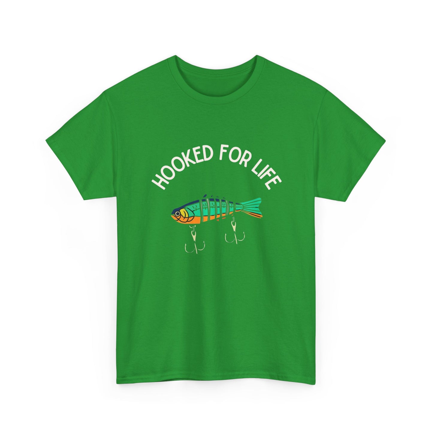 Hooked For Life Fishing Graphic T Shirt NEW Adult Unisex Heavy Cotton Tee