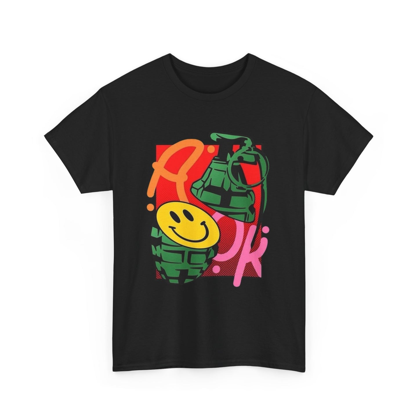 A Ok Grenade Smiley Face Graphic T Shirt NEW Adult Tee
