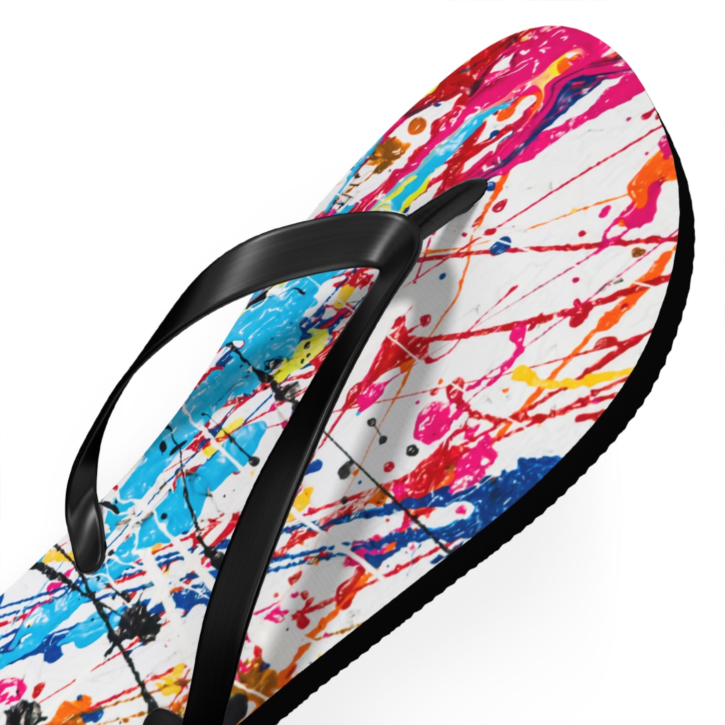 Waves And Sun Sandals Paint Splatter Summer Flip Flops Slides BRAND NEW