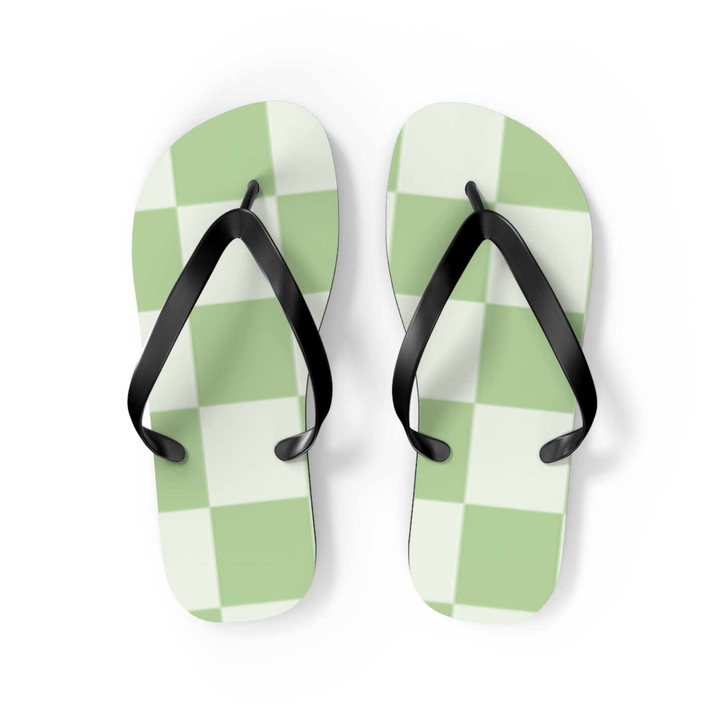Green Checkered Sandals, Beach Shoes, Vacation Flip Flops, Pool Slides