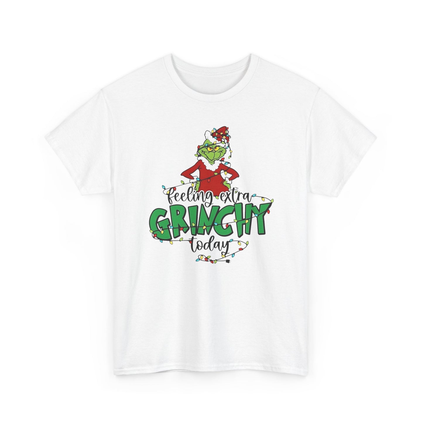 Feeling Extra Grinchy Christmas Graphic T Shirt Unisex NEW Heavy Cotton Tee