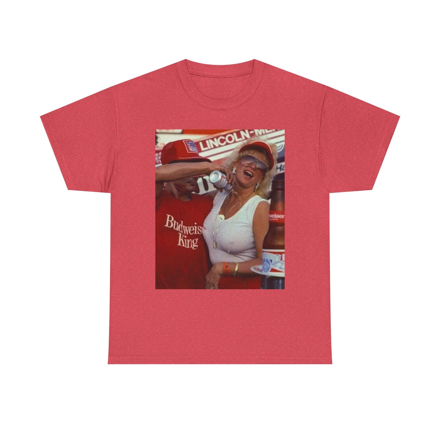 Bud Vintage Beer Poster Racing T Shirt Graphic Unisex Heavy Cotton Tee NEW GIFT