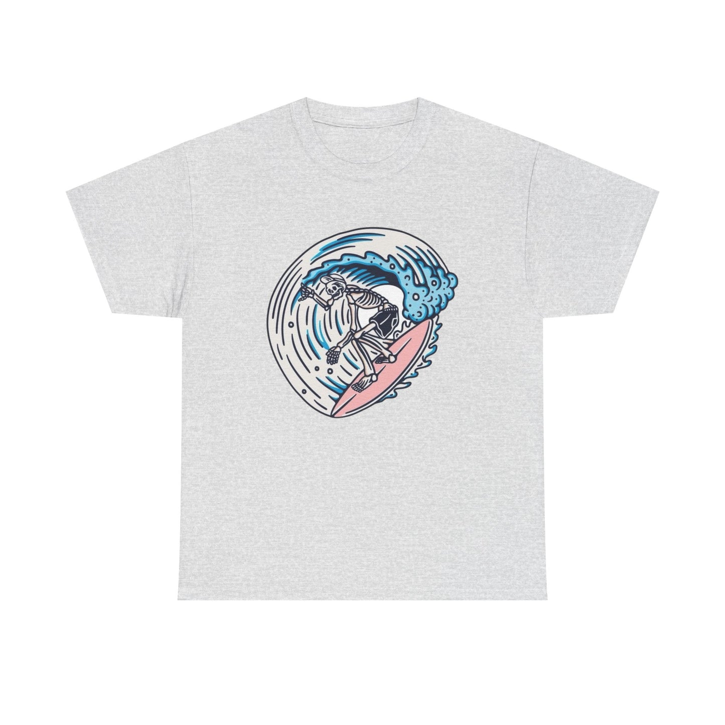Skeleton Surfing Graphic T Shirt Unisex Heavy Cotton Tee New Gift