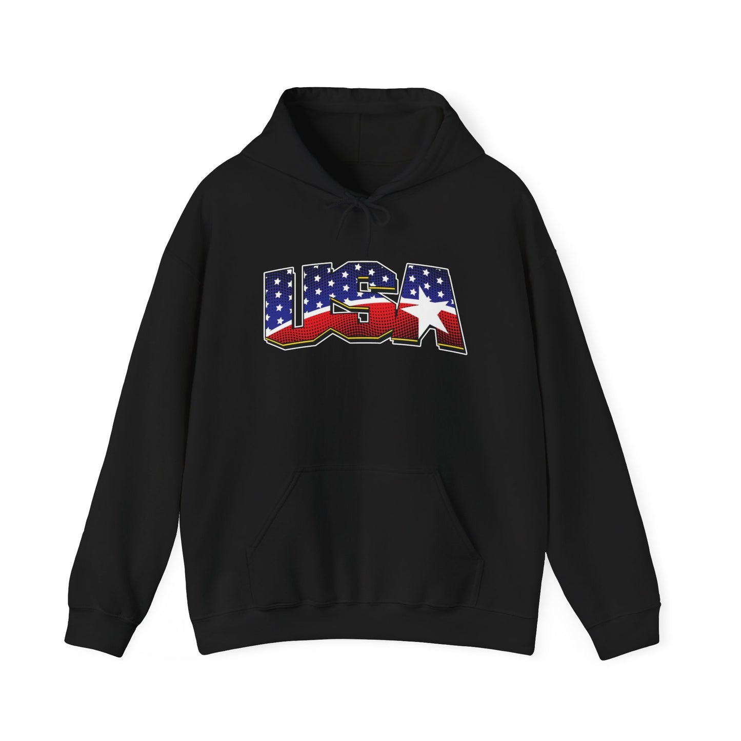 USA Stars And Stripes Retro 90's Graphic Hoodie Men's Heavy Blend™ Hooded Sweatshirt