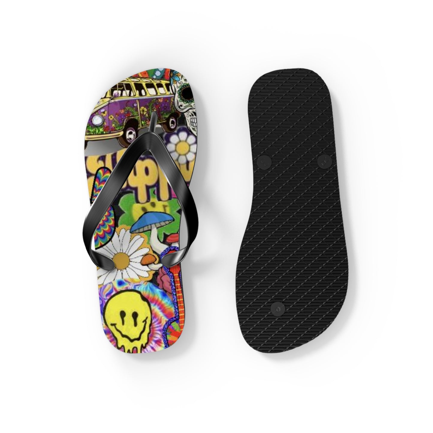 Hippy Trippy Vibes Beach Sandals, Slides for Summer, Flip Flops, Water Resistant