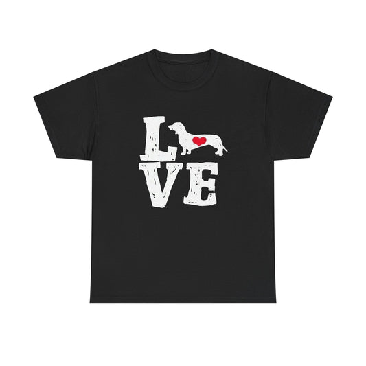 Love Dachshund Graphic T Shirt NEW Vintage Unisex Heavy Cotton Tee