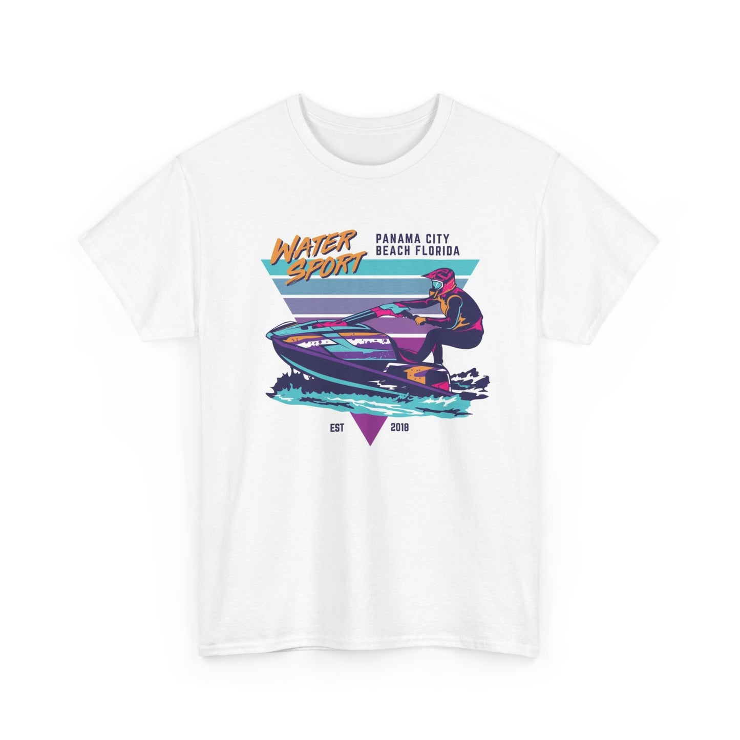 Watersport Panama City Beach Graphic T Shirt Jet Ski Retro Unisex Heavy Cotton