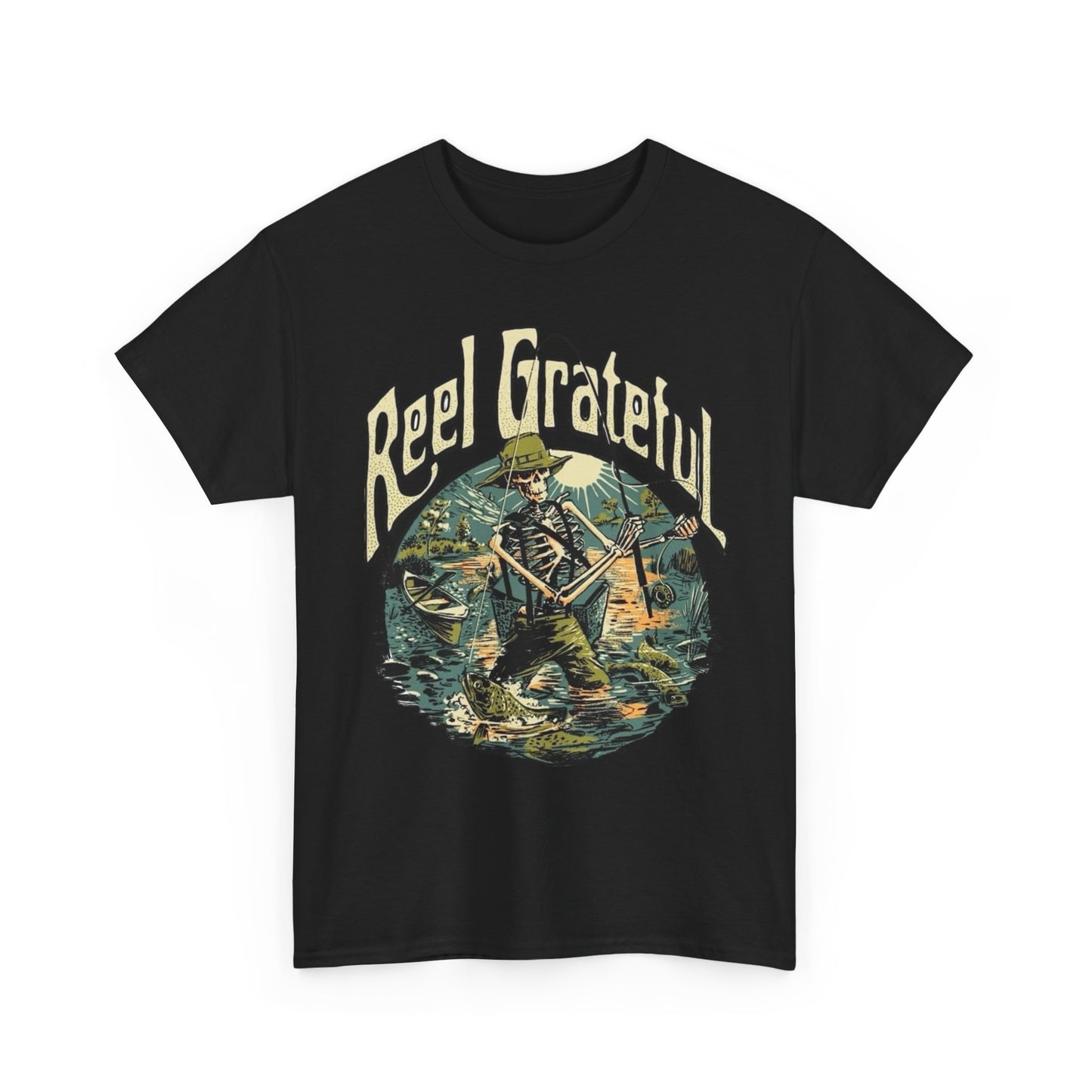 Reel Grateful Fishing Graphic T Shirt Unisex Cotton Tee Gift NEW