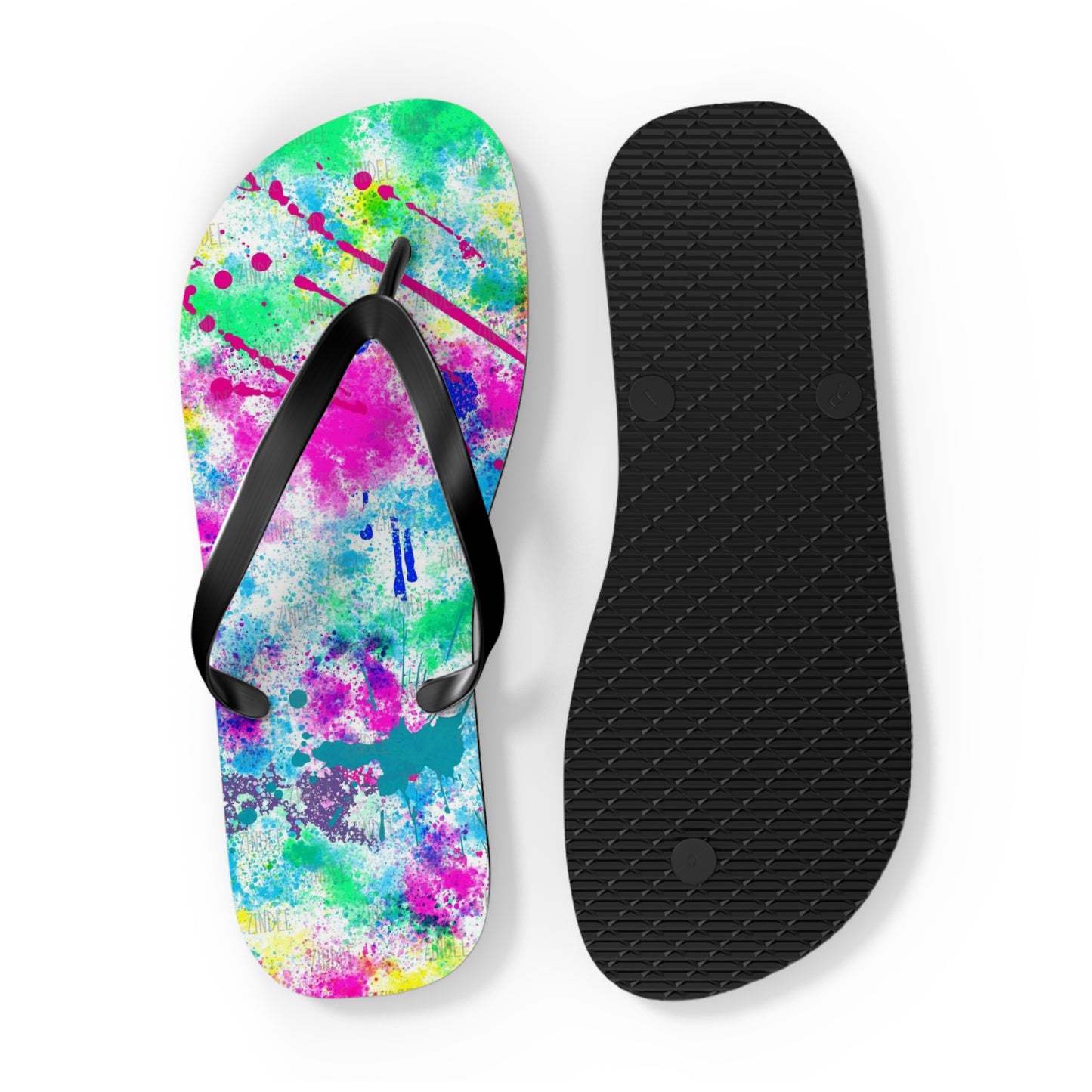 Neon Paint Flip Flops, Sandals Slides, Summer Footwear, Brand New