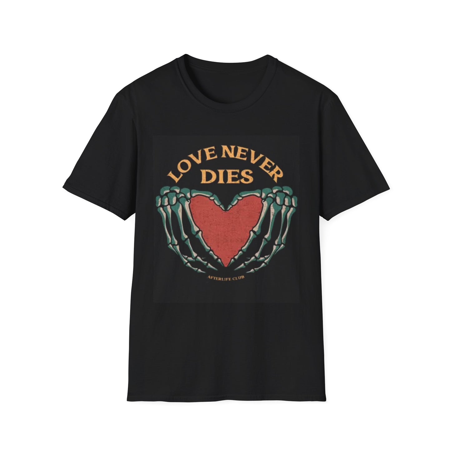 Love Never Dies Graphic T Shirt Retro Vintage Art Unisex Softstyle T-Shirt