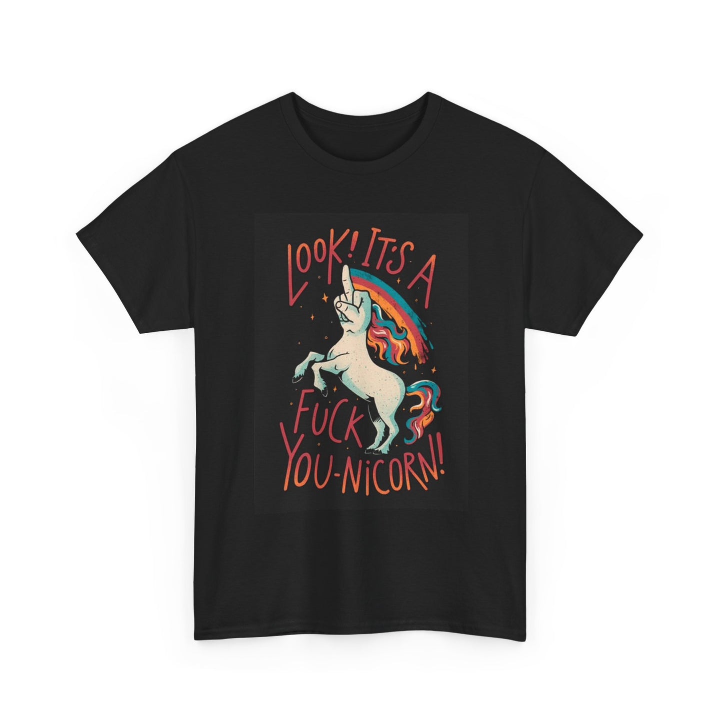 Middle Finger Unicorn Graphic T Shirt Funny Rainbow Jokes Unisex Cotton Tee