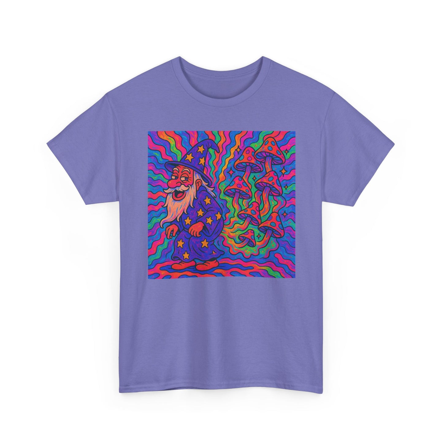 Wizard Farting Magic Mushrooms Graphic T Shirt Funny Unisex Heavy Cotton Tee