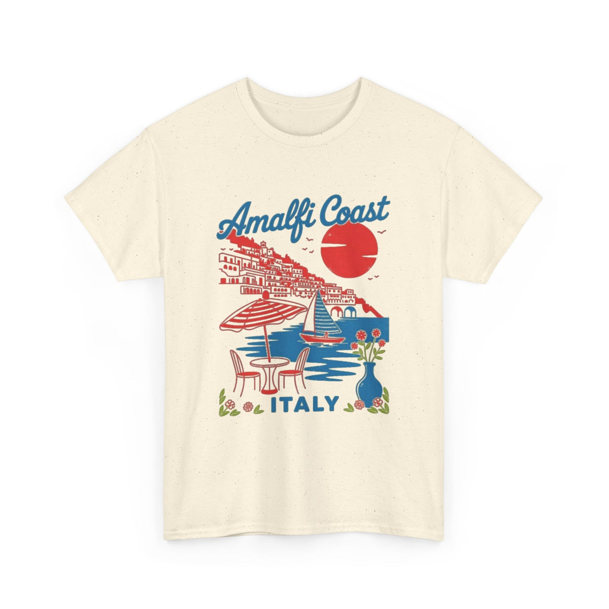 Amalfi Coast Italy Travel Poster Design T-Shirt Men's Graphic Tee