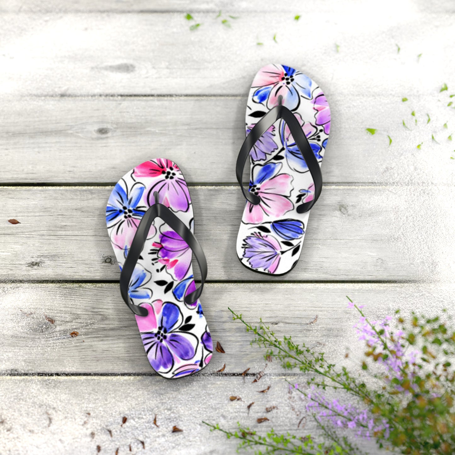 Blue Flowers Summer Sandals Summer Flip Flops Slides BRAND NEW
