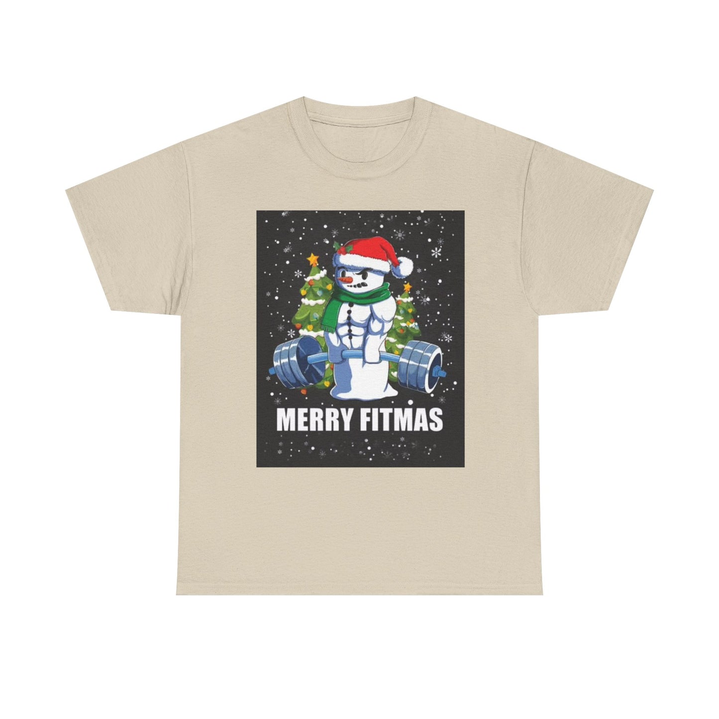 Merry Fitmas Shirt Funny Gym Snowman Christmas Gym Unisex Heavy Cotton Tee