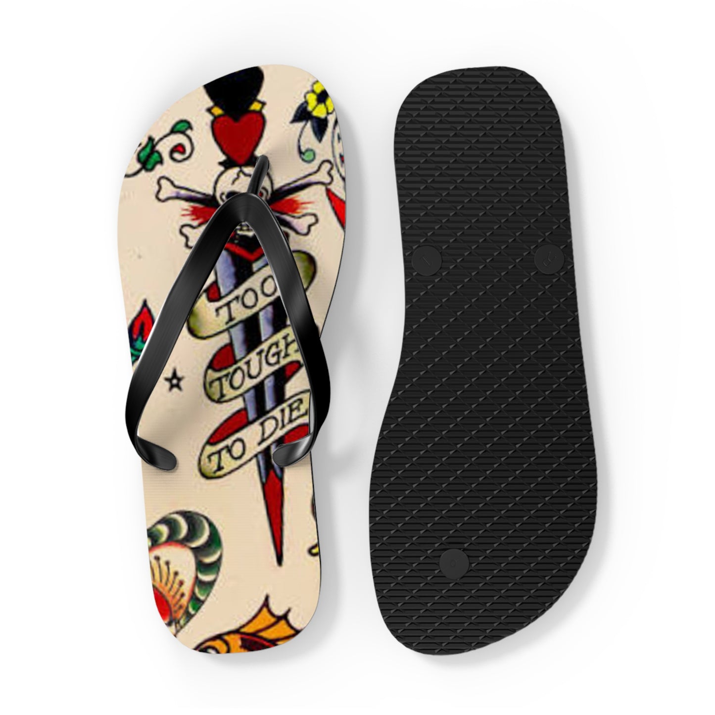 Sailor Jerry Tattoos Sandals, Beach Shoes, Vacation Flip Flops, Pool Slides