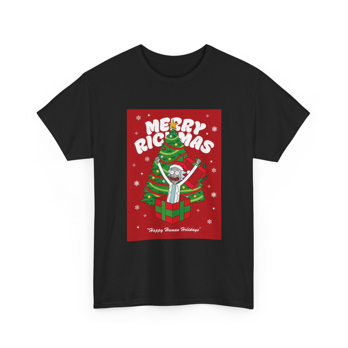 Merry Christmas Rick and Morty Tshirt Funny Cartoon Graphic Unisex Heavy Cotton