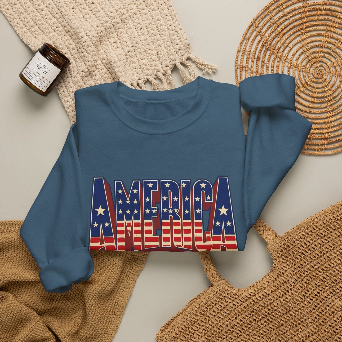 America Graphic USA Retro Sweater NEW Unisex Heavy Blend™ Crewneck Sweatshirt