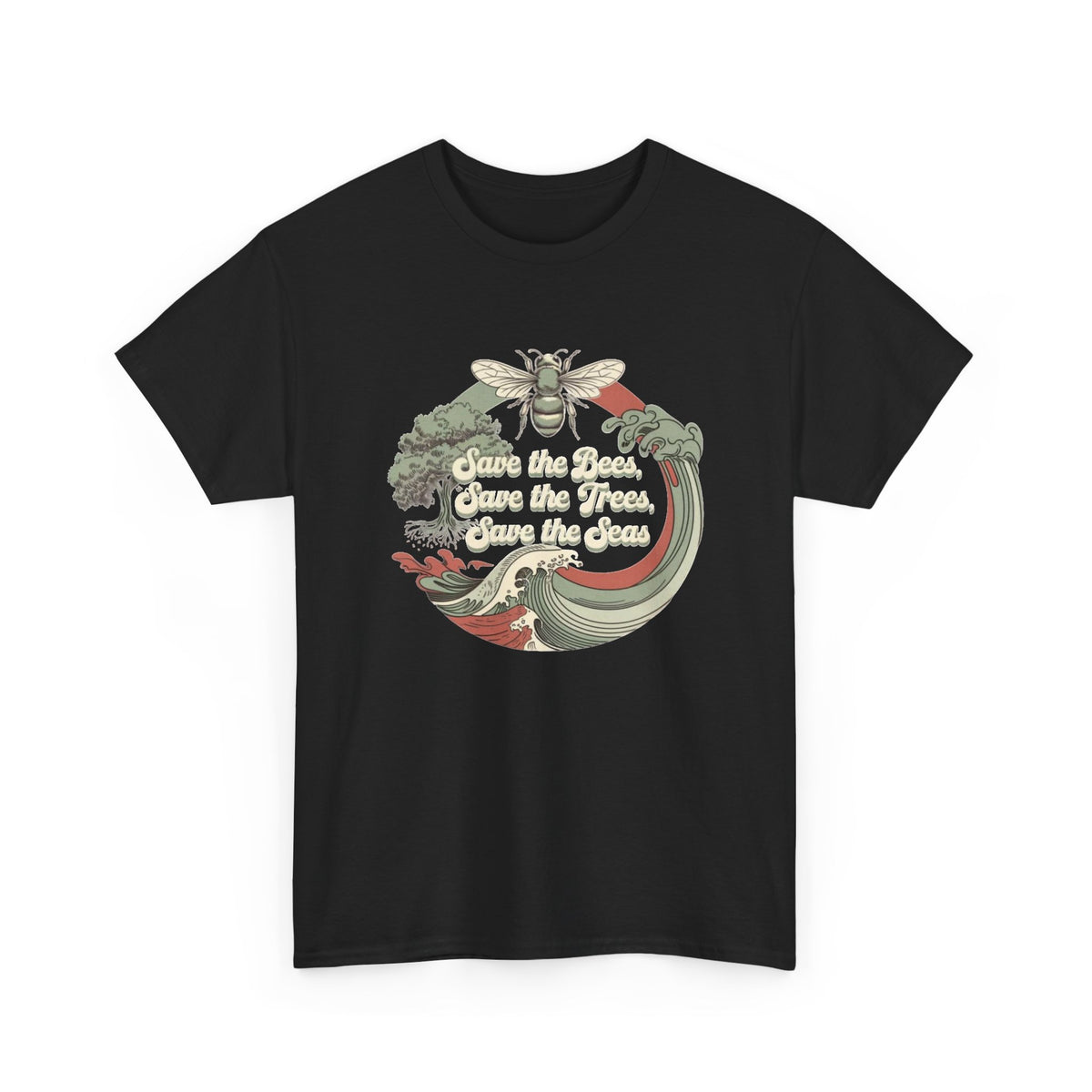Save The Bees Save The Trees Graphic T Shirt Men's Heavy Cotton Tee