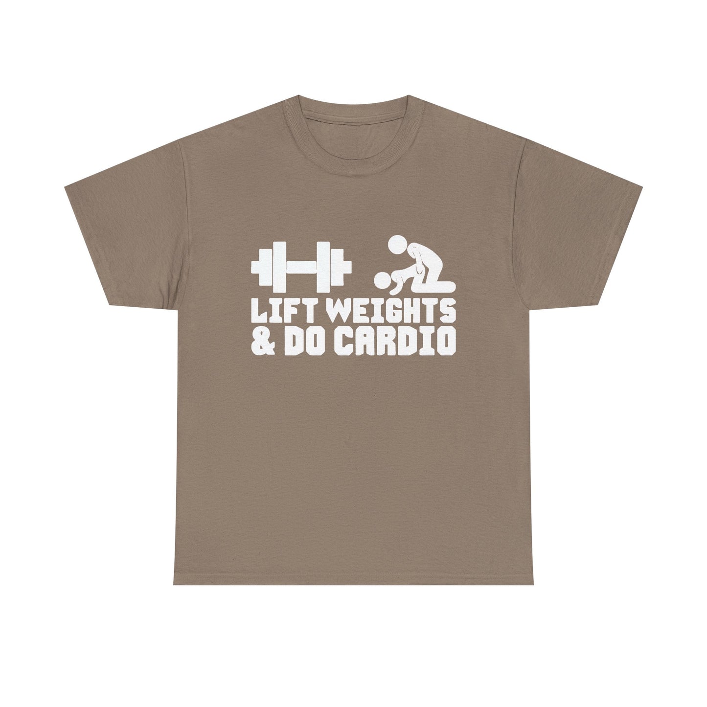 Lift Weights And Cardio Shirt Funny Graphic GYM Workout Unisex Heavy Cotton Tee