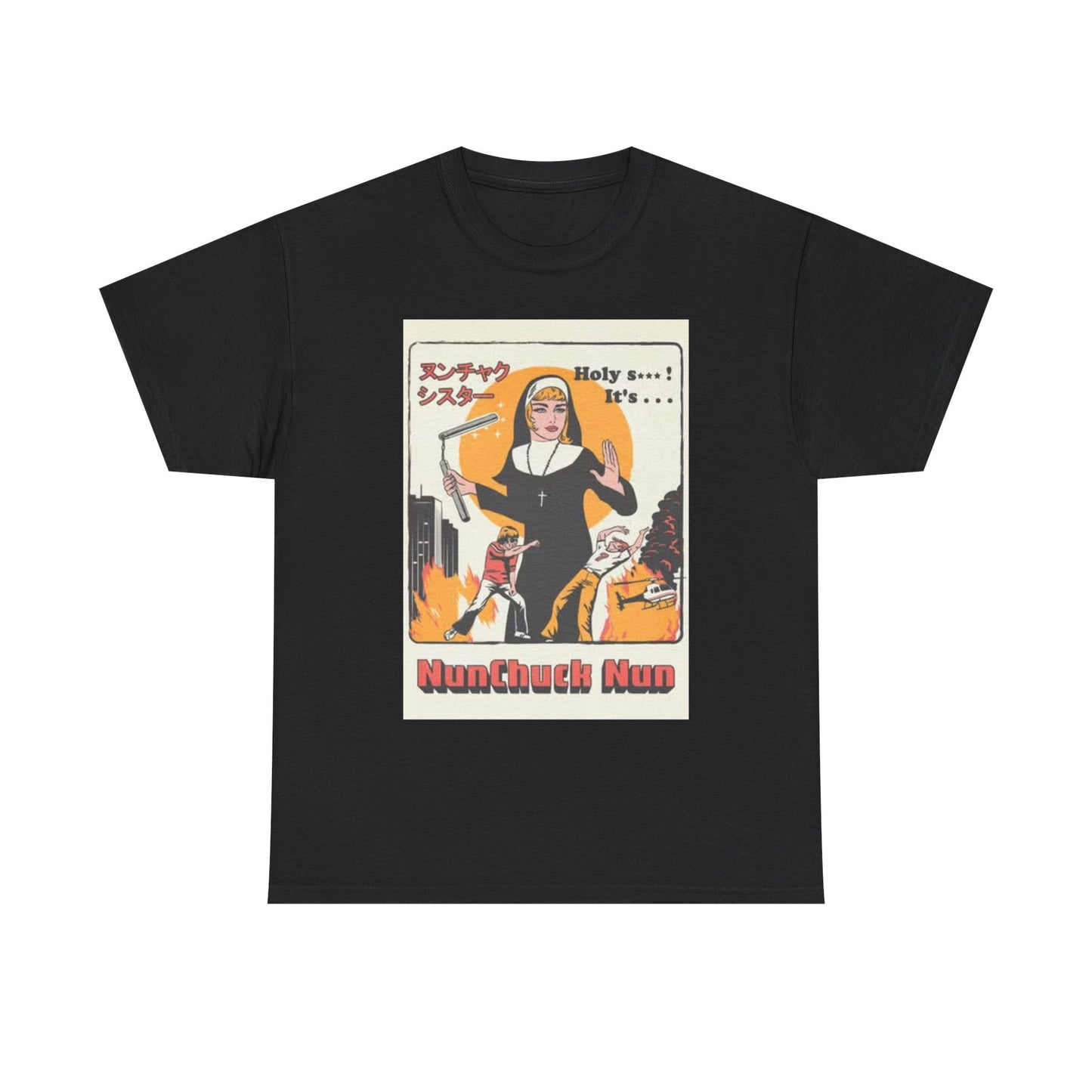 Nun Chuck Nun Karate Funny Graphic T Shirt Vintage Unisex Heavy Cotton Tee