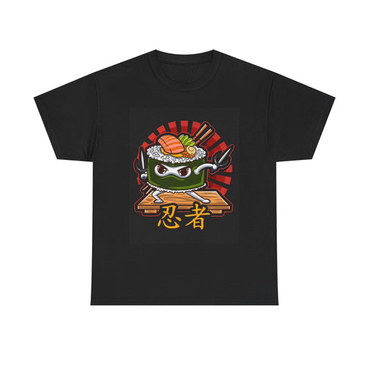 Sushi Ninja Funny Graphic T Shirt Unisex Heavy Cotton Tee